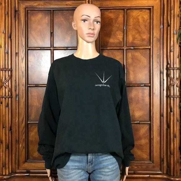 NWOT 'RECOGNIZE THIS' Black Long Sleeve Preshrunk 100% Cotton Tee - Picture 1 of 9